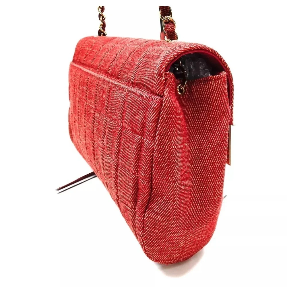 Chanel Shoulder Bag Chocolate bar Reds Canvas